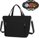 Large Insulated Lunch Bag Box Women, Lunch Tote Leakproof Insulated Lunch Box with Shoulder Strap, Adult Reusable Lunch Cooler Tote Bags for Work Picnic Camping Beach (Black)