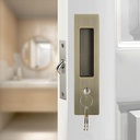 Hoconnie 6.3” Keyed Pocket Door Hardware Invisible Door Lock Barn Door Lock with Keys for Sliding Barn Wooden Doors Bronze