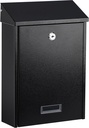 xydled Mail Boxes with Key Lock,Locking Mailbox Wall Mounted,Large Capacity,Steel Cover Metal Postbox for House, Black, 12.34''x8.5''x3''