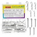 16 Sizes Cotter Pin Assortment Kit 304 Stainless Steel Hardware Cotter Pins Set R Clips Split Pins (Pack of 130Pcs)