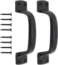 Sliding Barn Door Handles Black, 2 Pack 7 Inch Heavy Duty Rustic Gate Handles Vintage Shed Door Pull Handle Fence Cabinet Pull Grab Handle