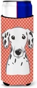 Red Checkered Dalmatian Ultra Beverage Insulators for slim cans