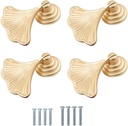 4 pcs Ginkgo Cupboard Knobs for Kitchen, Cabinet Drawer Knobs Furniture Bookcase Cabinet Door Handles Creative Decorate Pulls