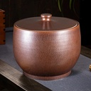 Ceramic Rice Bucket, Large Ceramic Jar with Lid, Ceramic Rice and Grain Storage Container, Grain Storage Food Dispenser, for Soybeans Corn Flour Oatmeal(Brown,5kg)