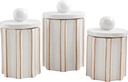Mud Pie Terracotta Canister Set, small 7" x 4 1/2" dia, WHITE