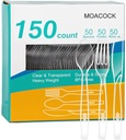 150 Pcs Clear Plastic Silverware, Heavy Weight Plastic Forks Spoons Knives Disposable Utensils Cutlery Set for Wedding Party Supplies Everyday Use