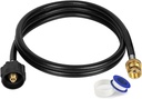 5Ft Propane Hose Adapter, Black Propane Tank Hose with Metal Connector for 1lb to 20lb Gas Tanks, Propane Adapter for Outdoor Cooking, Portable Grill, Tabletop Stove, Heater, Water Tank (5 Ft)