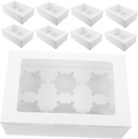 10pcs Cupcake Boxes Window Paper Bakery Boxes for Cupcakes and Muffins Bulk Cake Pastry Window