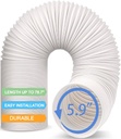Jin&Bao Air Conditioner Vent Hose, Portable Exhaust Duct with 5.9’’ (6‘’) Diameter, Counterclockwise Rotation, Length up to 78 Inches, Universal Replacement AC Hoses