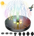ALUKIKI Solar Powered Fountain 4W Bird Bath Fountains Pump Upgraded Glass Panel Fountains with Color LED Lights 7 Nozzles & 4 Fixers for Garden Small Pond Outdoor Swimming Pool Fish Tank