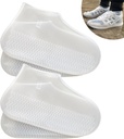 Waterproof Shoe Covers 2 Pairs,Rain Shoe Covers Reusable Silicone Non Slip Shoe Covers for Outdoor,Rain Shoe Covers for Women and Men (Clear, Large)