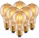 Warm Incandescent Light Bulbs 60 Watt,A19/A60 Vintage Style Edison Bulbs E26,Soft Yellow Light Bulbs,Amber Bulbs,Retro Light Bulb Old Fashioned,Halogen Dimmable Edison Bulb Squirrel Cage
