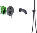 SUMERAIN Wall Mount Bathtub Faucet with Hand Shower,Matte Black Waterfall Tub Faucet, High Flow