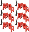 3/4" Wood Gluing Pipe Clamp Set with Unique Foot Design Red Heavy Duty Bar Clamps Cast Iron Quick Release Pipe Clamp Tools for Woodworking (6pc, 3/4" with foot)