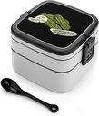 Cucumbers Pickles Portable Bento Box with Handle 2 Compartment Leak-Proof Stackable Lunch Box for Work Picnic Camping