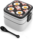Eggs Bacon Bento Box with 2 Compartments Adult Lunch Box Lunch Container for Meal Prep Work And Outdoors