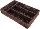 Rattan Box Lid Wicker Storage Basket Grid Holder Organizer for Kitchen