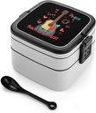 Peace Love Music Portable Bento Box with Handle 2 Compartment Leak-Proof Stackable Lunch Box for Work Picnic Camping