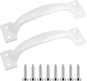 5" Gate Handle Screen Door Handle in Stainless Steel White, Metal Gate Handle Screen Door Handle for Wooden Fences Outdoor- 2 Pack