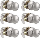 Probrico Privacy Door Knobs Brushed Nickel Privacy Door Knobs, Stainless Steel Door Knobs Interior, Bed/Bathroom Door Handles(Bedroom & Bathroom) 6 Pack