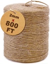 SMART&CASUAL 800 Ft Natural Jute Twine String Thin Ribbon Hemp Twine for Craft Plant Gift Wrapping Christmas Handmade Arts Decoration Packing String Home Decor (800 Ft (244M))