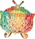Unomor 1pc Cute Cookie Jar Glass Lid Airtight Decorative Container for Candy Snacks