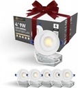 Gimbal Recessed Lighting 4 Inch – 5CCT (2700K/3000K/3500K/4000K/5000K) with 90° Tilt & 360° Rotation, 750LM Dimmable Ceiling Light – 9W LED Kitchen Ceiling Light for Home, Office – 6 Pack