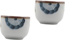 2pcs Traditional Japanese Sake Serving Cups Hand Painted Flower Pattern Tea Cups