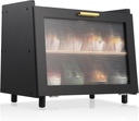 GAOMON Double Layer Large Bread Box, Bamboo Bread Box for Kitchen Counter, Bread Containerr, Bamboo Bread Storage Container with Acrylic Clear Door, Black