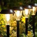 Solar Lights Outdoor Waterproof, 6 Pack Metal Glass Solar Pathway Lights Outdoor, Bright LED Outdoor Solar Lights for Yard Garden Path Walkway