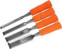 4pcs Wood Chisel High Carbon Steel Carving Tools with Plastic Handle Flat Tip Handheld Woodworking Chisels for DIY Carpentry Home Improvement and Decoration Projects
