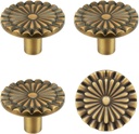 1-2/5 inch Antique Brass Cabinet Knobs Cupboard knobs Vintage Flat Drawer Pulls Kitchen 4 Pack Bathroom Knobs Zinc Alloy Hardware Handles for Dresser Drawers