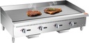 WILPREP Commercial Gas Griddle, 48 in. Gas Countertop Griddle with 4 30000 BTU U-Shaped Burners, NG LPG Compatible Flat Top Grill Hot Plate with Independent Knob Controls for Home Commercial Kitchen