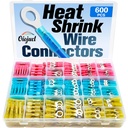 600Pcs Heat Shrink Wire Connectors Electrical Kit - Oiojuct Marine Automotive Crimp Terminals Assortment, Waterproof Ring Fork Spade Electrical Butt Connector