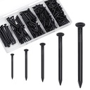 OMOTOOL Brick Steel Nails Assortment Kit (350 pcs), Galvanized Concrete Wall Nail for Hanging Pictures and Woodworking, Cement Nails Suit for Drywall and Pine，5 Size Assortment (Black)