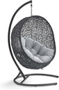 Modway Encase Sunbrella® Swing Outdoor Patio Lounge Chair in Black Gray