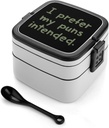 Prefer My Puns Intended Portable Bento Box with Handle 2 Compartment Leak-Proof Stackable Lunch Box for Work Picnic Camping