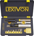 LEXIVON Butane Soldering Iron Multi-Purpose Kit | Cordless Self-Igniting Adjustable Flame 7-Tip Set | Pro Grade 125-Watt Equivalent (LX-770)
