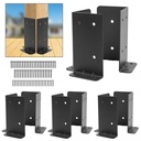 4‘’X4‘’ Post Anchor Base 4 Set,Adjustable Post Base Brackets for 4x4,6x6,8x8 Post,Heavy Duty Powder Coated Post Support Bracket for Pergola Railing Mailbox Deck
