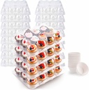 12 Count Cupcake Containers 12 Pack Cupcake Holders Plastic Stackable Cupcake Boxes with Detachable Tall Dome Lids and 144 Liners for 144 Cupcakes, BPA Free, Standard Size