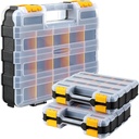 Tuanse 3 Pack Double Sided Tool Box Small Parts Organizer Hardware Storage Container Tackle Case with 34 Removable Compartments for Screws Nuts Nails Bolts, Christmas Gifts for Men(Yellow)