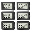 6-Pack Mini Hygrometer Indoor Humidity Meter, Mini Digital Thermometer Humidity Gauge Meter, Indoor Thermometer Hygrometer Monitor Fahrenheit (℉) for Reptile Thermostat, Jars Reptile, Fridge