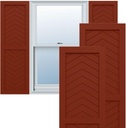 15"W x 33"H True Fit PVC Two Panel Chevron Modern Style Fixed Mount Shutters, Pepper Red (Per Pair - Hardware Not Included)