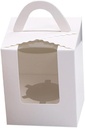 Single Cupcakes Containers Gift Boxes with Window Inserts Handle, White/Gold/Blue/Pink/Green Cupcake Containers Holders Boxes for Wedding Candy Boxes Bakery