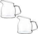 2 Pcs Mini Glass Pitcher,100 ML Clear Milk Frother Cup Glass Creamer Pitcher with Handle Elegant Shaped Carafe Coffee Mug Pot for Milk Coffee Tea Syrup