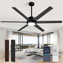 Moooni 60" Ceiling Fans with Lights and Remote & APP Control Black Industrial Fandelier Modern Dimmable Ceiling Fan Light for Farmhouse Dining Room Living Room Kitchen Patio