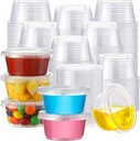 AOZITA 120 Sets - 2 oz Jello Shot Cups with Lids, Airtight Portion Cups, Stackable Small Plastic Containers with Lids