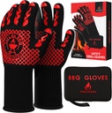 Pro-Series BBQ Gloves - Heat Resistant Grill, Grilling, and Oven Gloves for Culinary Experts - Extreme Fireproof Protection, Silicone Grip, Extra Long Mitts - Indoor & Outdoor - with Protective case