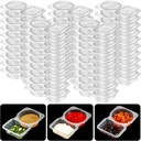 50Pcs Double Compartment Condiment Containers, Snack Containers for Kids, 2 Compartments with Lids for Sauce, Sampling, Travel Snack