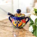 Handmade Talavera Sugar Jar | Mexican Pottery w/Spoon
